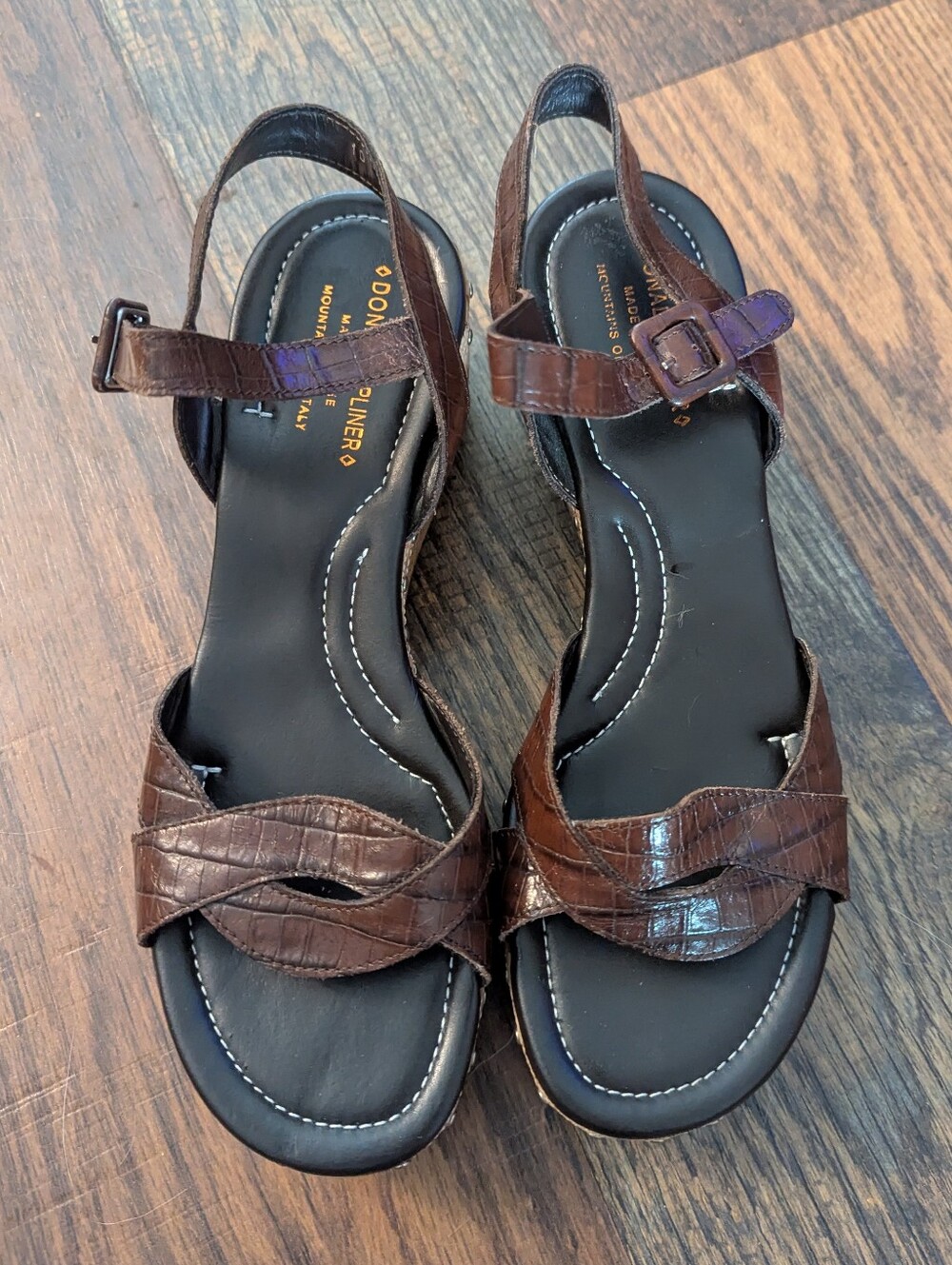 Donald J.Pliner SHA Strappy Wedge Leather Sandals, Made In Mt Italy Sz.10